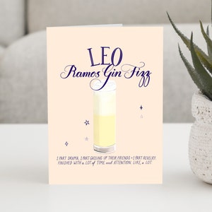 Verjaardagskaart Leeuw: Ramos Gin Fizz Cocktail - grappige verjaardagskaart
