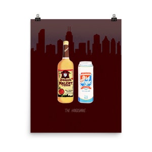 Chicago Handshake Malort and Old Style Chicago Beer Poster