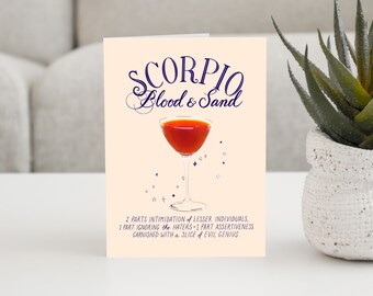 Scorpio Birthday Card: Blood and Sand Scotch Cocktail