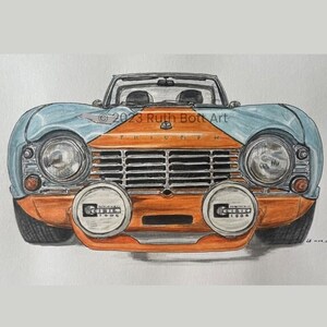 Original Classic Car Pen & Watercolour Artwork