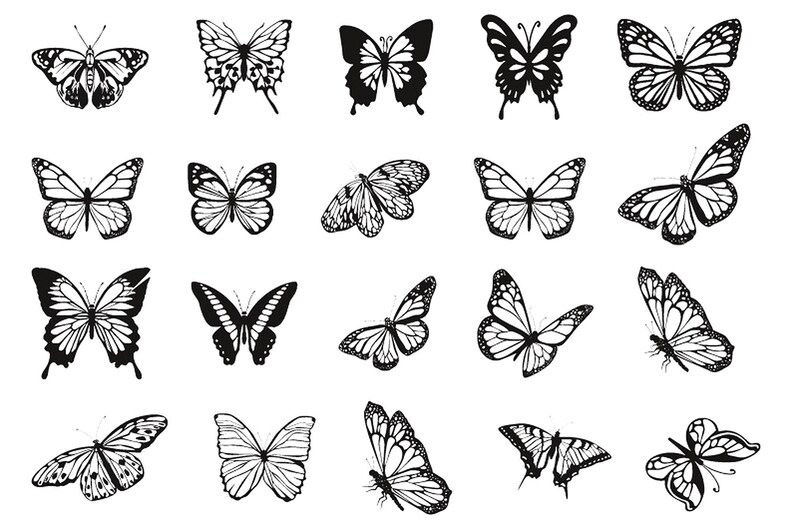 Butterfly Lot 20 designs wall art dxf svg cutting files | Etsy