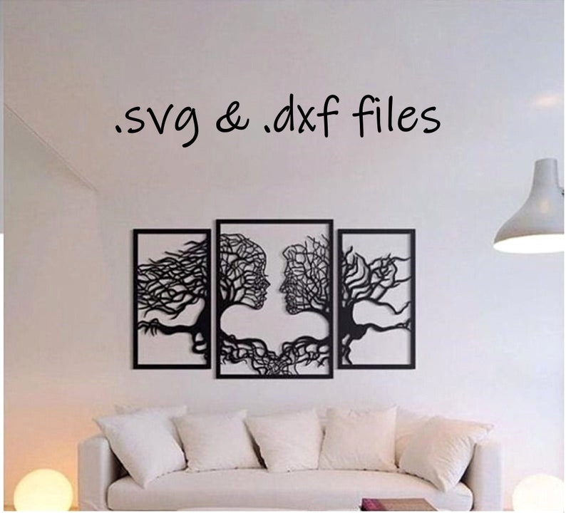 Tree couple love wall art dxf svg cutting files