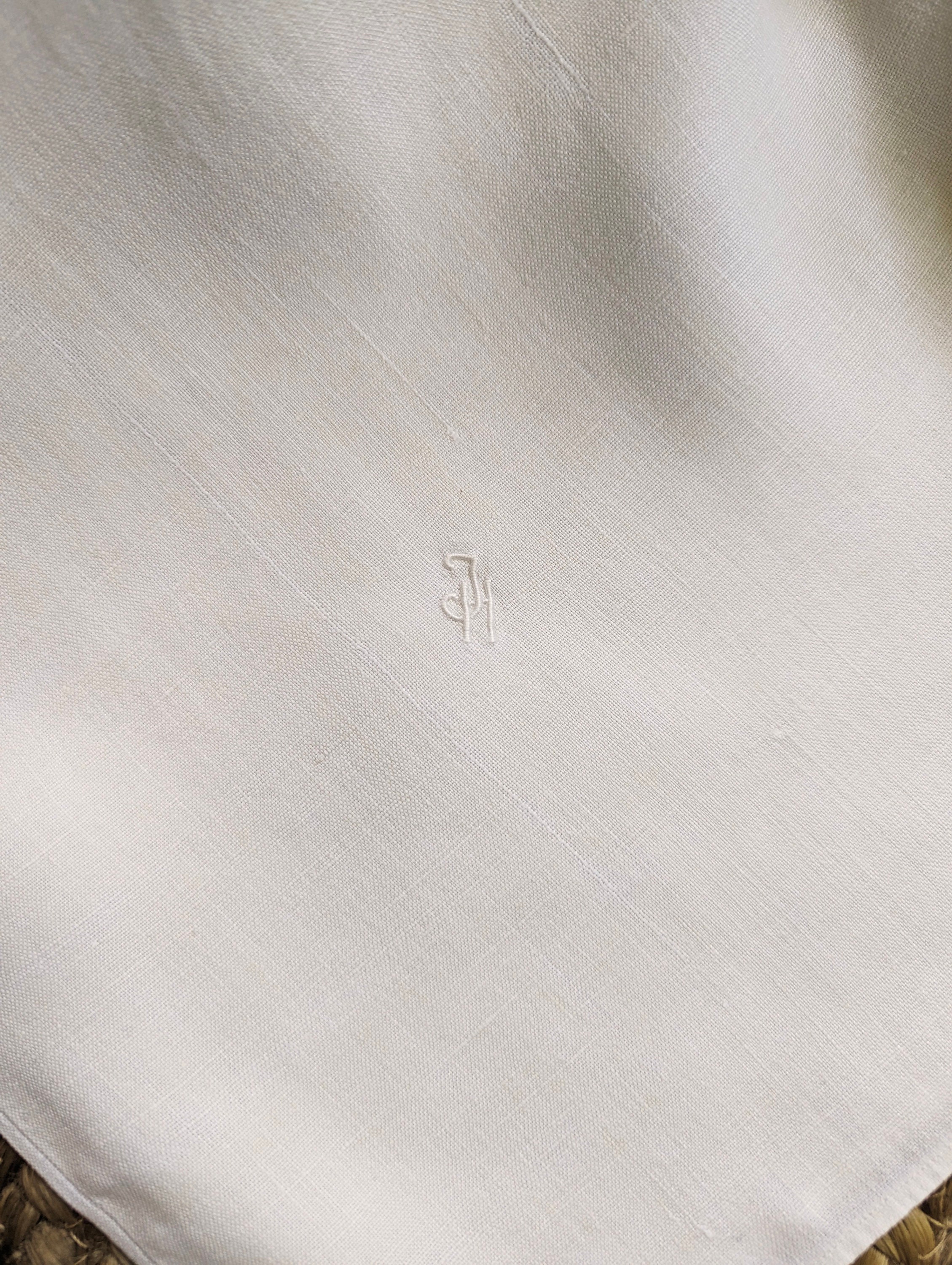 Pure Linen Tablecloth Antique Solid White 48x88 Inch JH