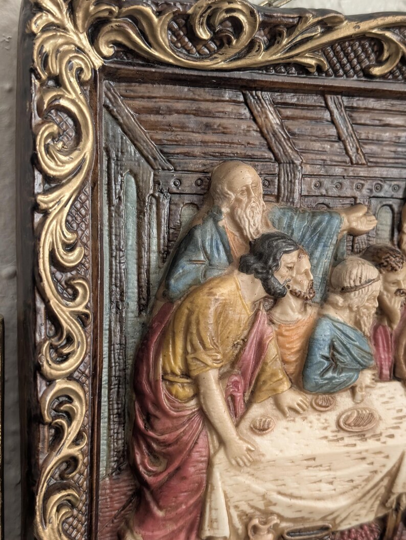 Vintage Italian “the Last Supper” Ornate Gold Wall Hanging 13 X 8in ...