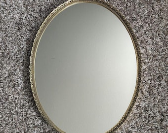 Oval Mirror Dresser Vanity Perfume Tray Hollywood Regency 19x 12.75in Vtg Dresser