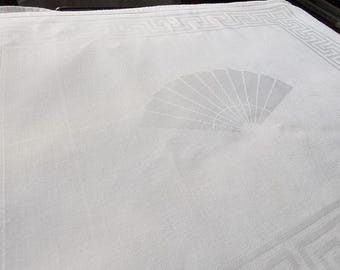 VTG Placemat Set of 6 Greek Border Center Fan White Cotton