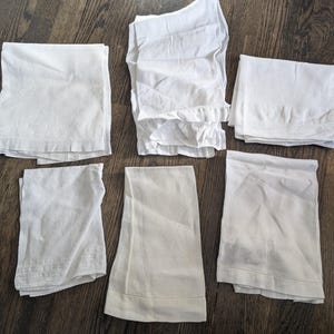 Lot of Six Vintage Huck Fingertip or Tea Towels White on White