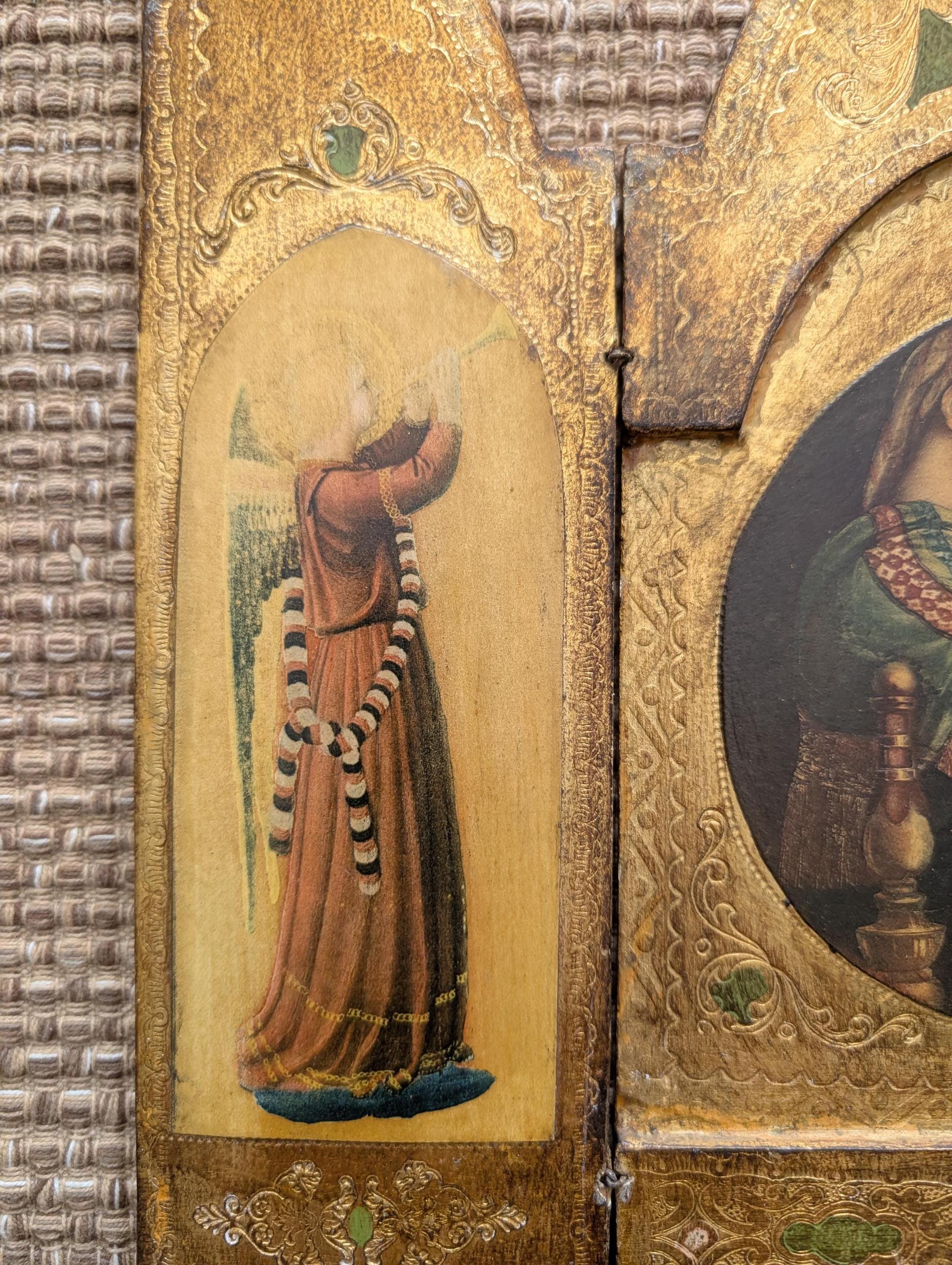 Vintage Italian Florentine Triptych Raphael Madonna Della Seggiola Art ...