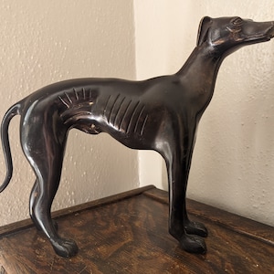 Bronzed Greyhound Dog Statue Sculpture Vintage Early 20th Century Art Deco 11 x 15
