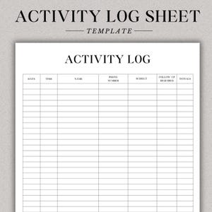 Sjabloon activiteitenlogboek Activiteitslogboek Tracker-sjabloon activiteiten- en follow-up Dagelijkse activiteitenlogboek Dagtracker-activiteitstracking Grafiek