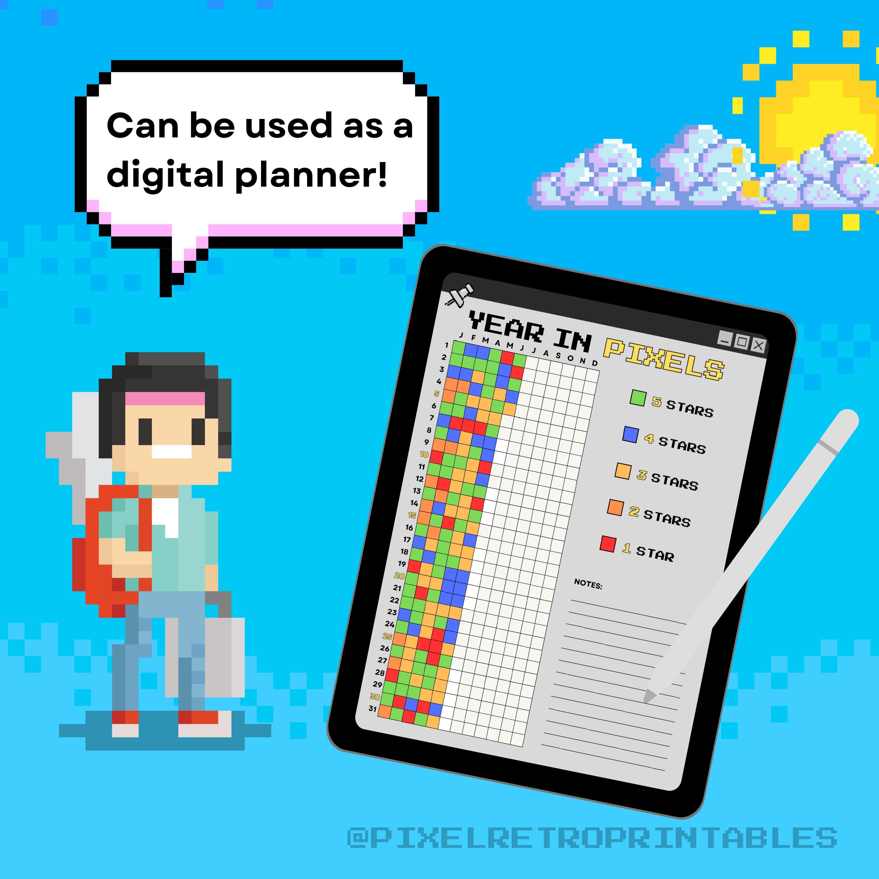 Year in Pixels Digital Planner PRINTABLE Journal Page Planner Page ...