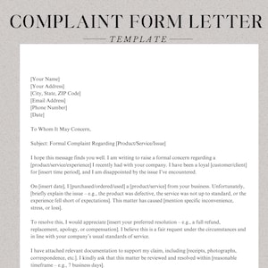 Plantilla de carta de formulario de queja Google Docs Word Canva Carta de queja para alguien formal queja referencia queja carta de referencia DUI