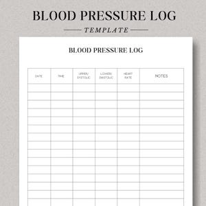 Blood Pressure Log Template Editable Adobe Canva PDF Blood Pressure Tracker Medical Tracker BP Tracker Daily Blood Pressure Pressure Chart
