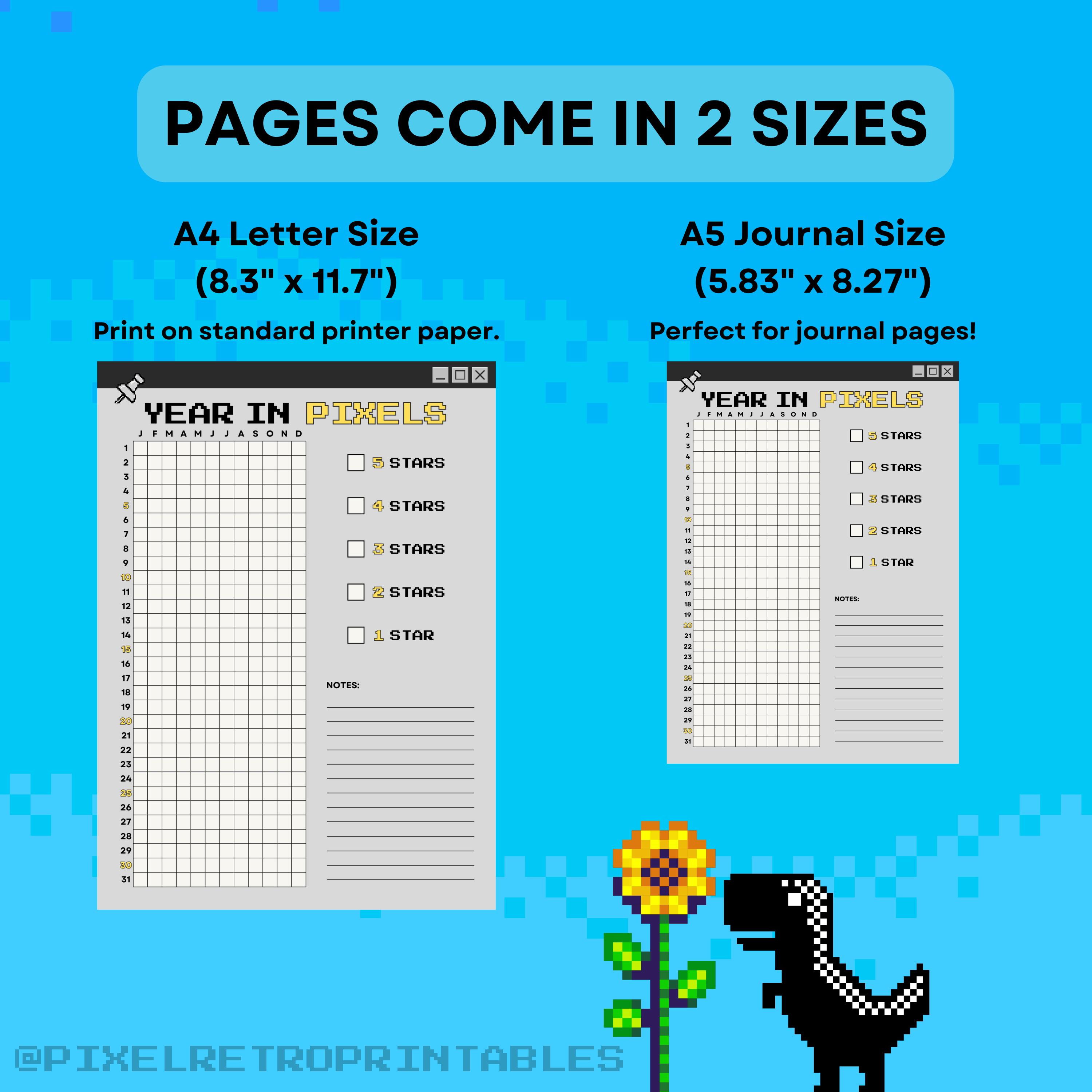 Year in Pixels Digital Planner PRINTABLE Journal Page Planner Page ...