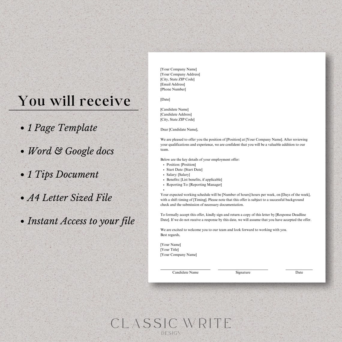 Job Offer Letter Professional Job Offer Letter Template Google Docs ...