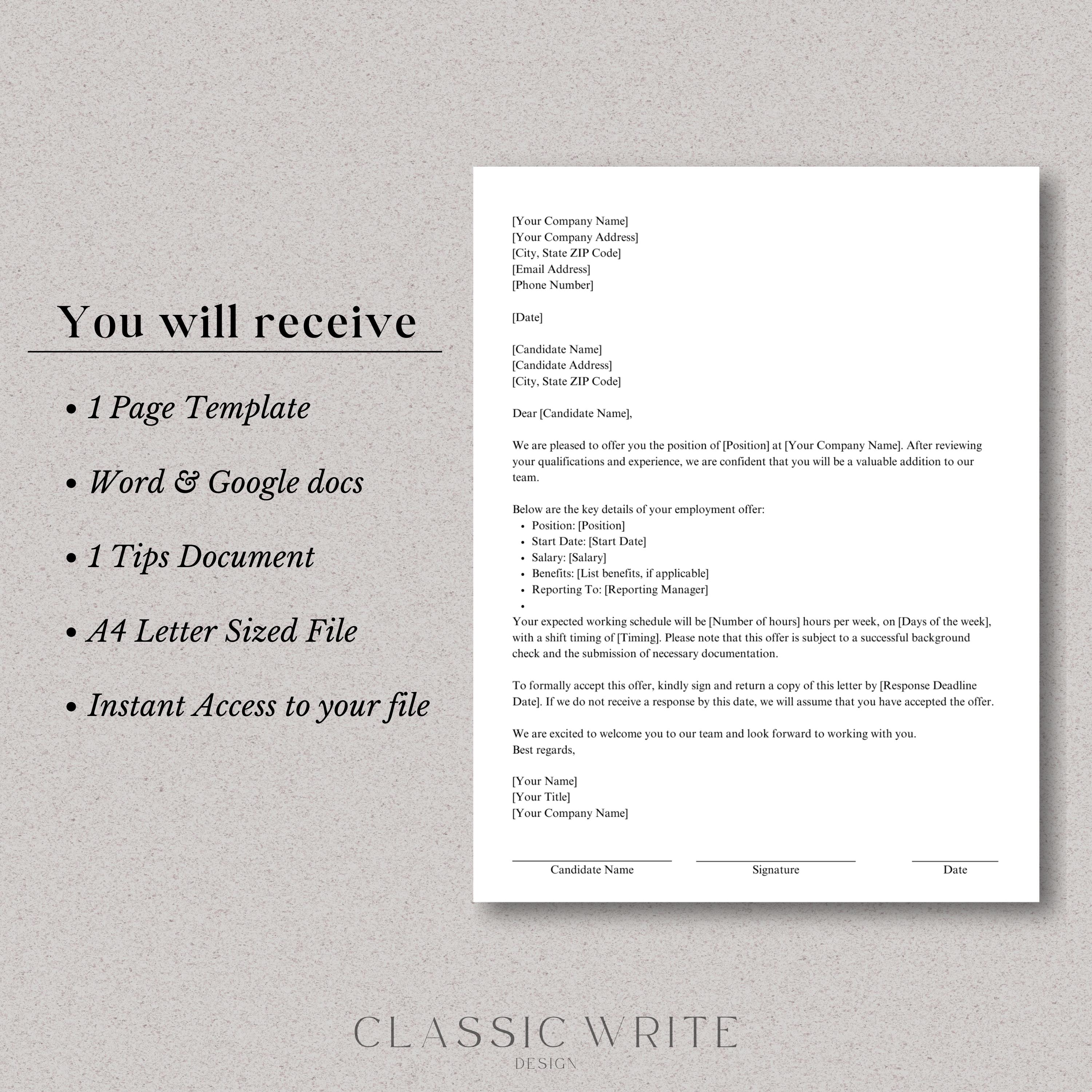 Job Offer Letter Professional Job Offer Letter Template Google Docs ...