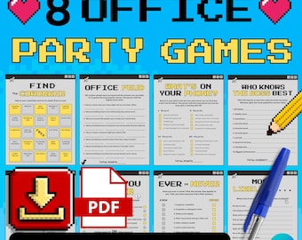 Jogos de escritório, jogos de festa, pacote de jogos de trabalho, jogos divertidos para imprimir, atividade em grupo, jogos de construção de equipe, apreciação da equipe, quebra-gelo, bingo
