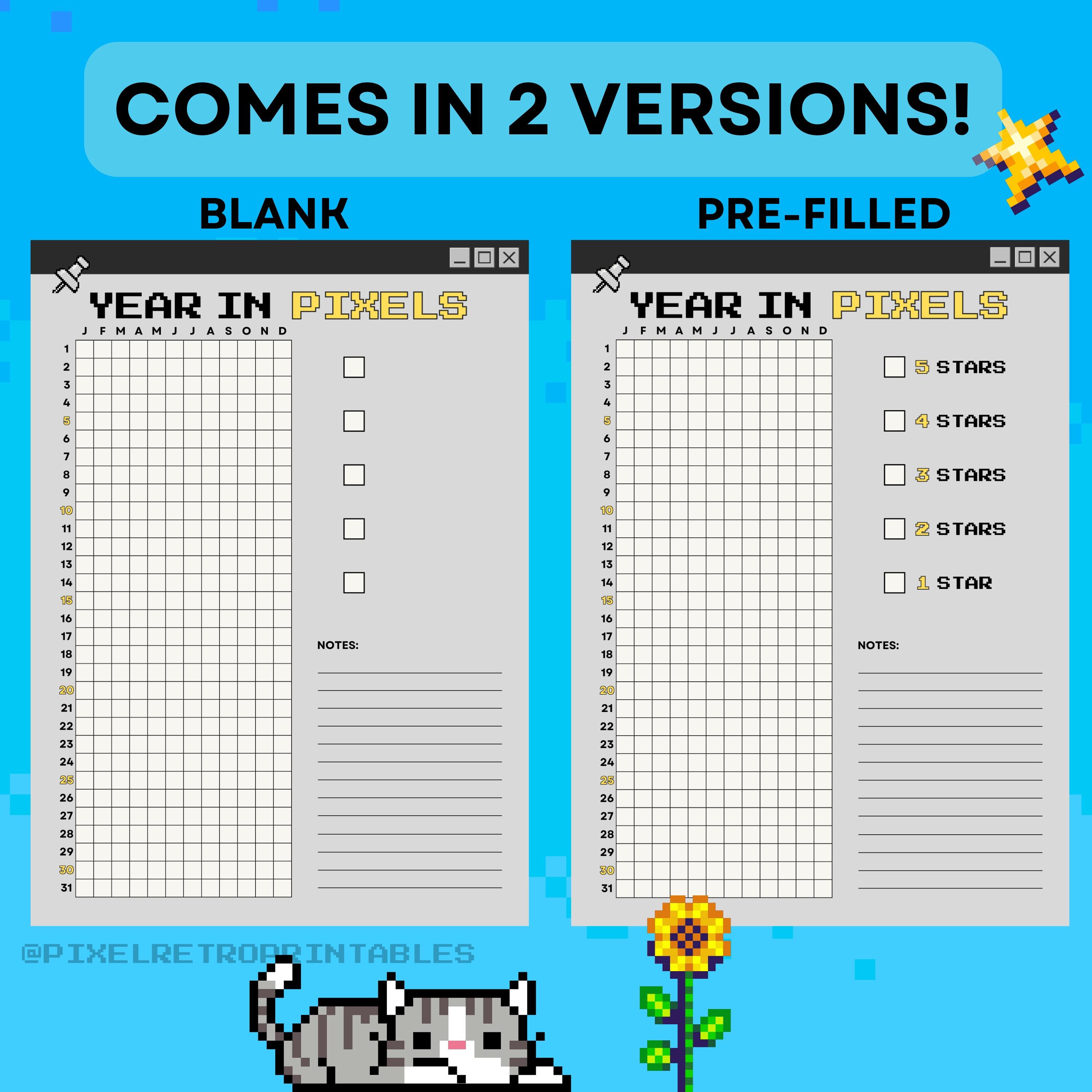 Year in Pixels Digital Planner PRINTABLE Journal Page Planner Page ...