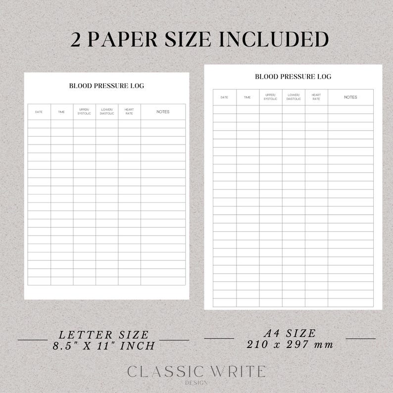 Blood Pressure Log Template Editable Adobe Canva PDF Blood Pressure ...