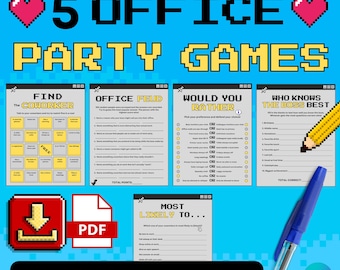 Jogos de escritório, jogos de festa, pacote de jogos de trabalho, jogos divertidos para imprimir, atividade em grupo, jogos de construção de equipe, apreciação da equipe, quebra-gelo, bingo