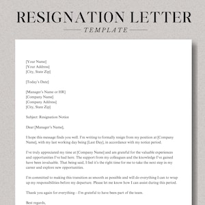 Carta de renuncia profesional Plantilla de carta de renuncia laboral Google Docs Word Canva Carta de oferta de licencia Carta de empresa Renuncia de empleado