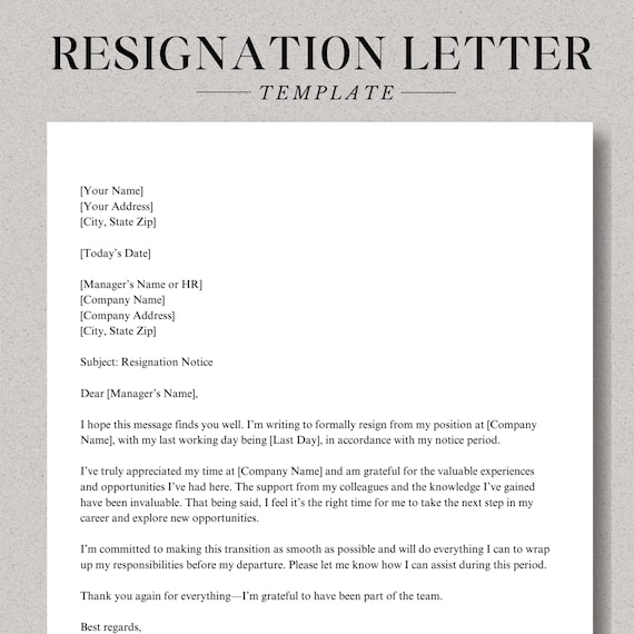 Resignation Letter Professional Job Resignation Letter Template Google Docs Word Canva Leave Offer Letter Company Letter Employee resign