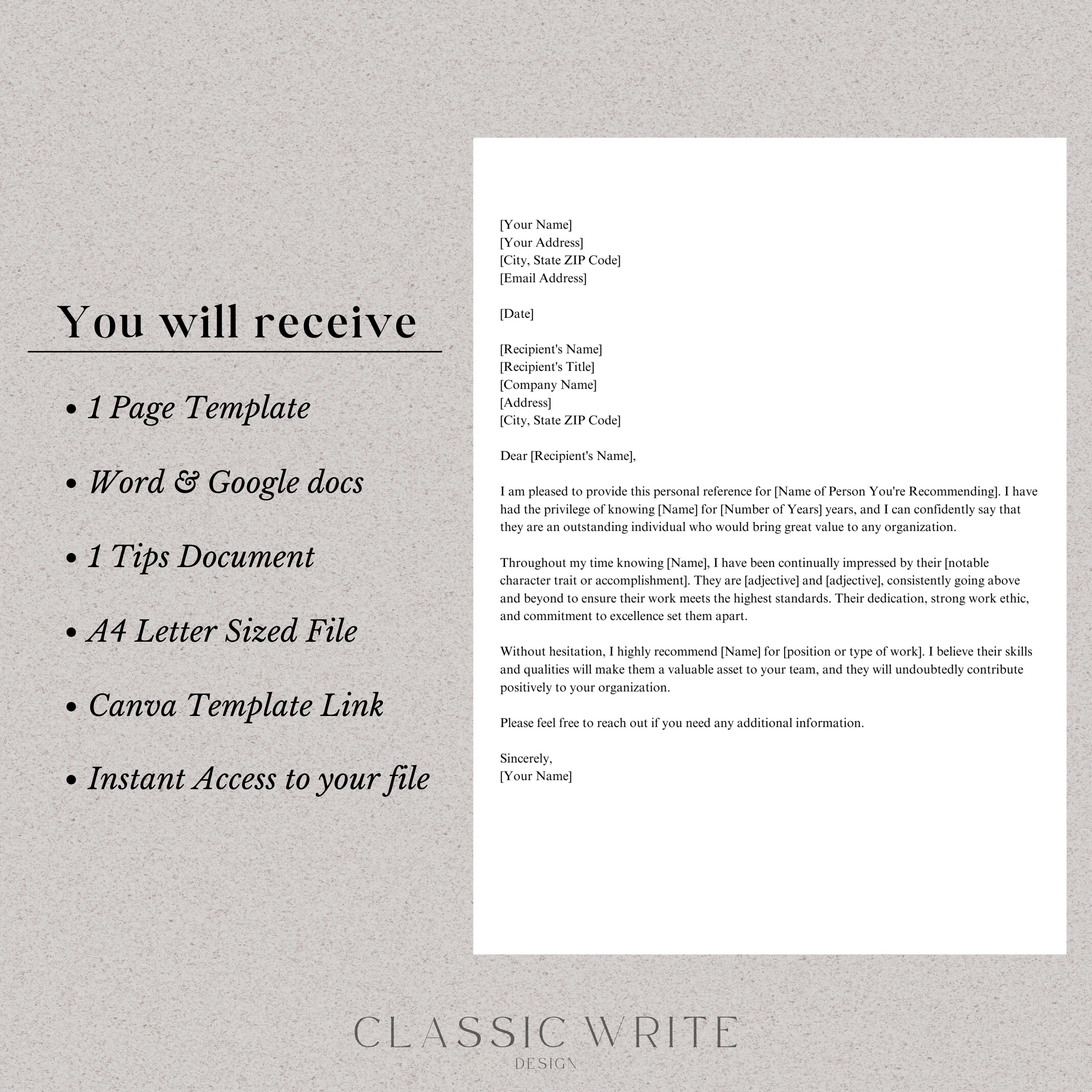 Personal Reference Letter Template Google Docs Word Canva ...