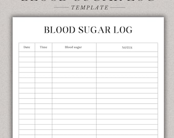 Modelo de registro de açúcar no sangue para impressão Adobe PDF Canva Word Docs Rastreador de açúcar no sangue Registro de diabéticos Rastreador de glicose no sangue Açúcar no sangue editável