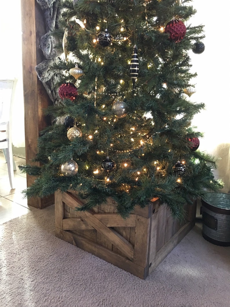Christmas Tree Box Tree Skirt Alternative Wood Tree Box Etsy