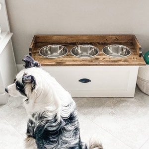 large dog feeder with storage