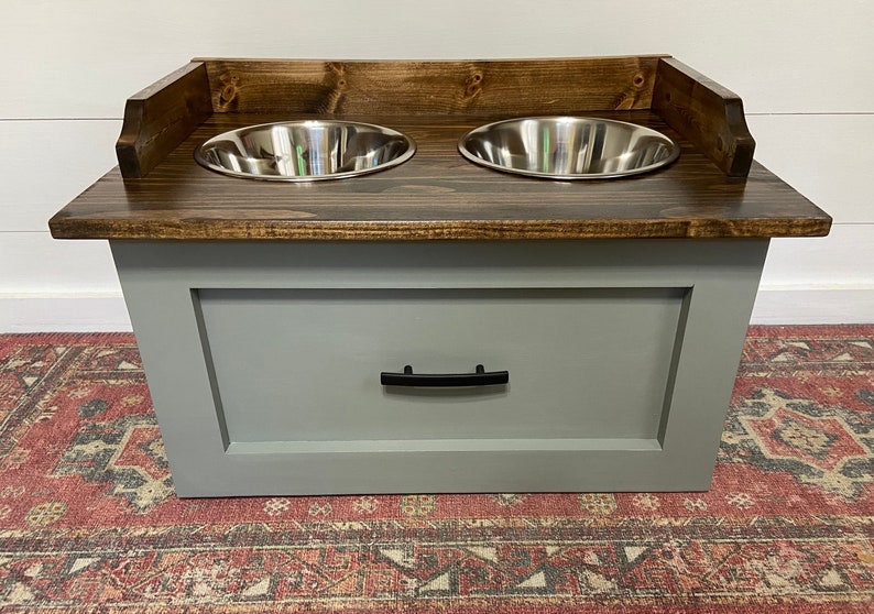Dog Feeding Station With Backsplash Etsy