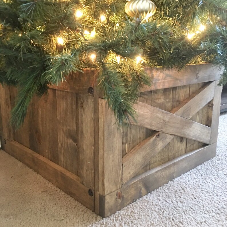 Christmas Tree Box Tree Skirt Alternative Wood Tree Box Etsy