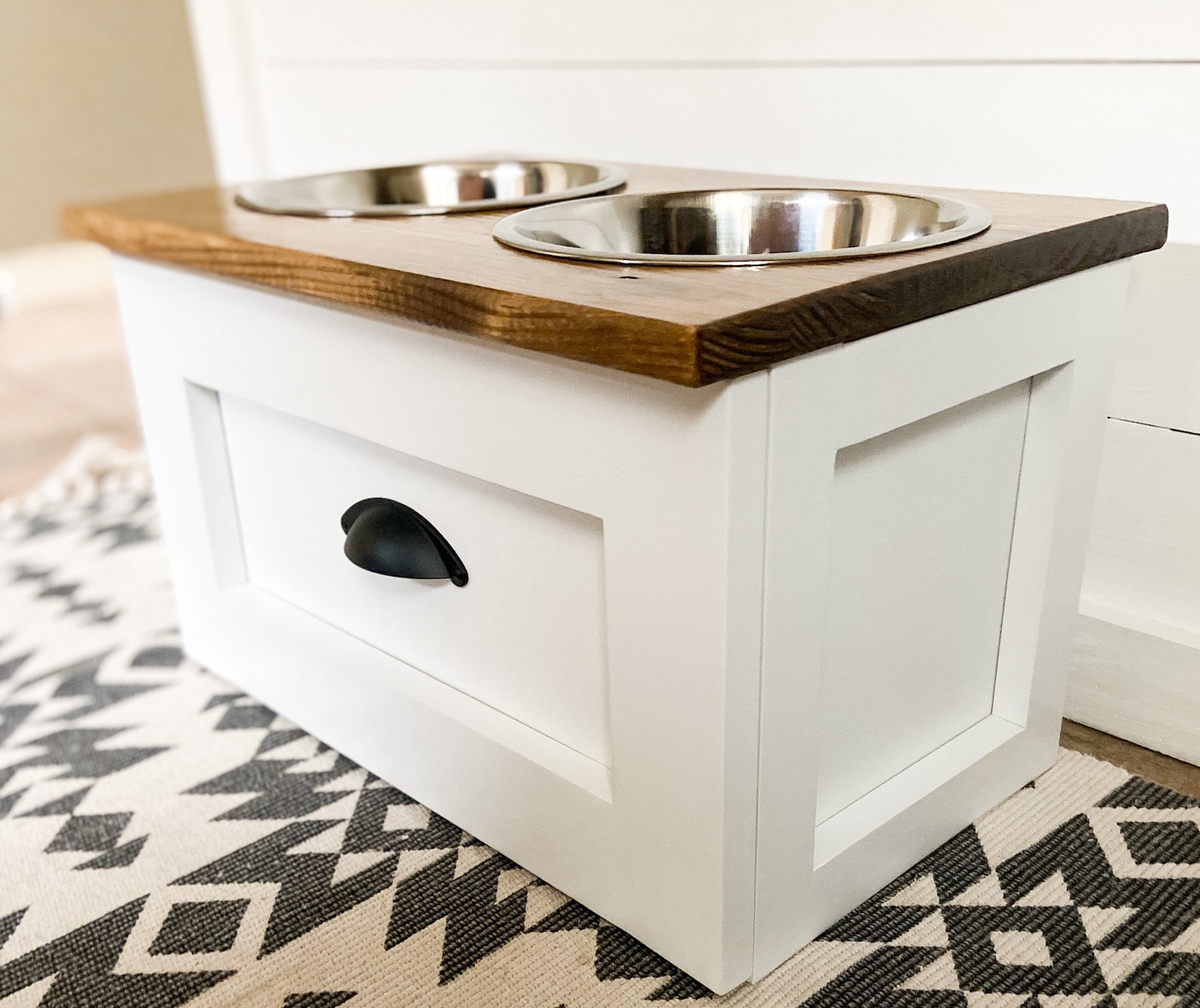 Small Dog Feeding Station With Drawer Raised Dog Bowl Feeder Etsy