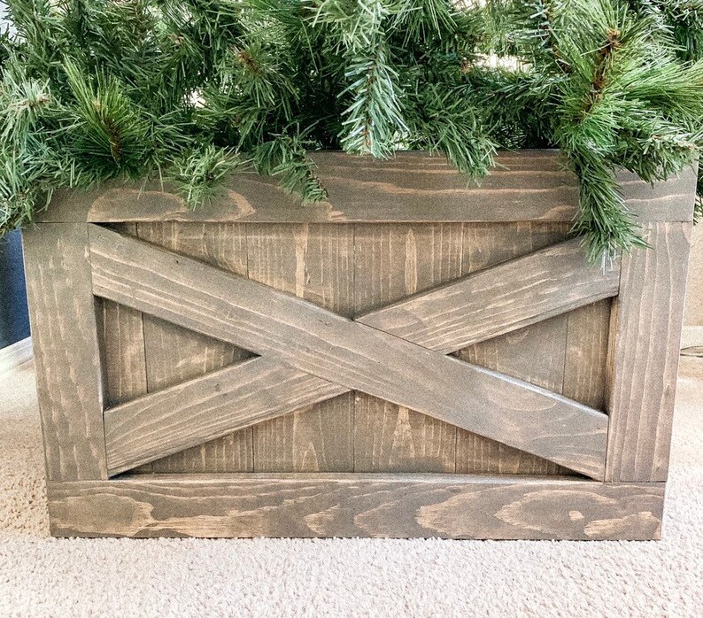 Christmas Tree Box Tree Skirt Alternative Wood Tree Box Etsy