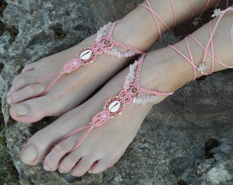 GORGON macrame barefoot sandal in teal green