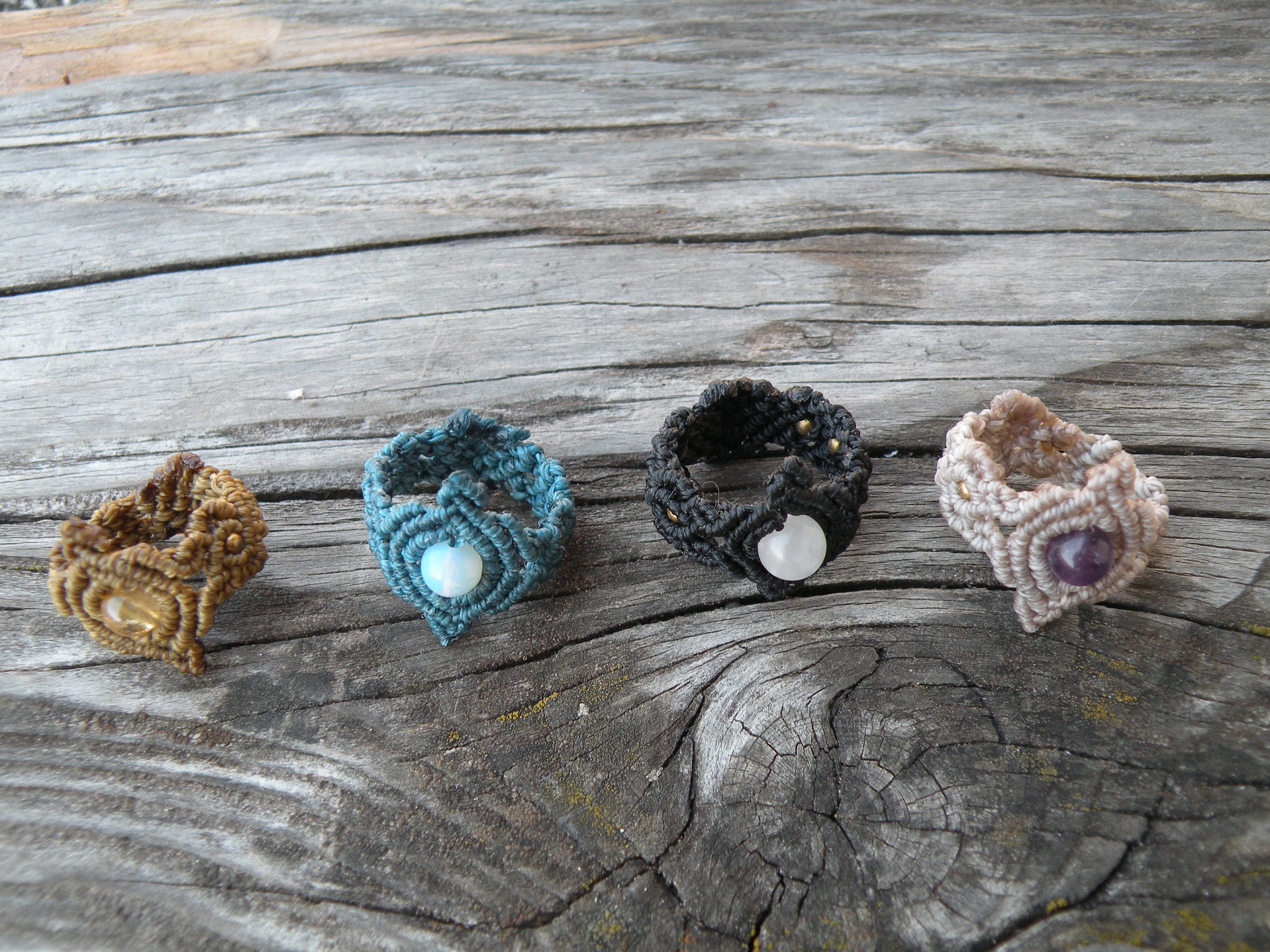 Handmade Macrame Rings, Customizable With 100 Different Crystals Rings,  Macrame Boho Style Healing Crystal Rings, Rings for Women Jewelry 