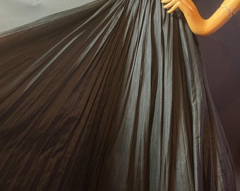 1970s Sujon Black Silk Pleated Midi Length Skirt, Full Circle, Very New Look