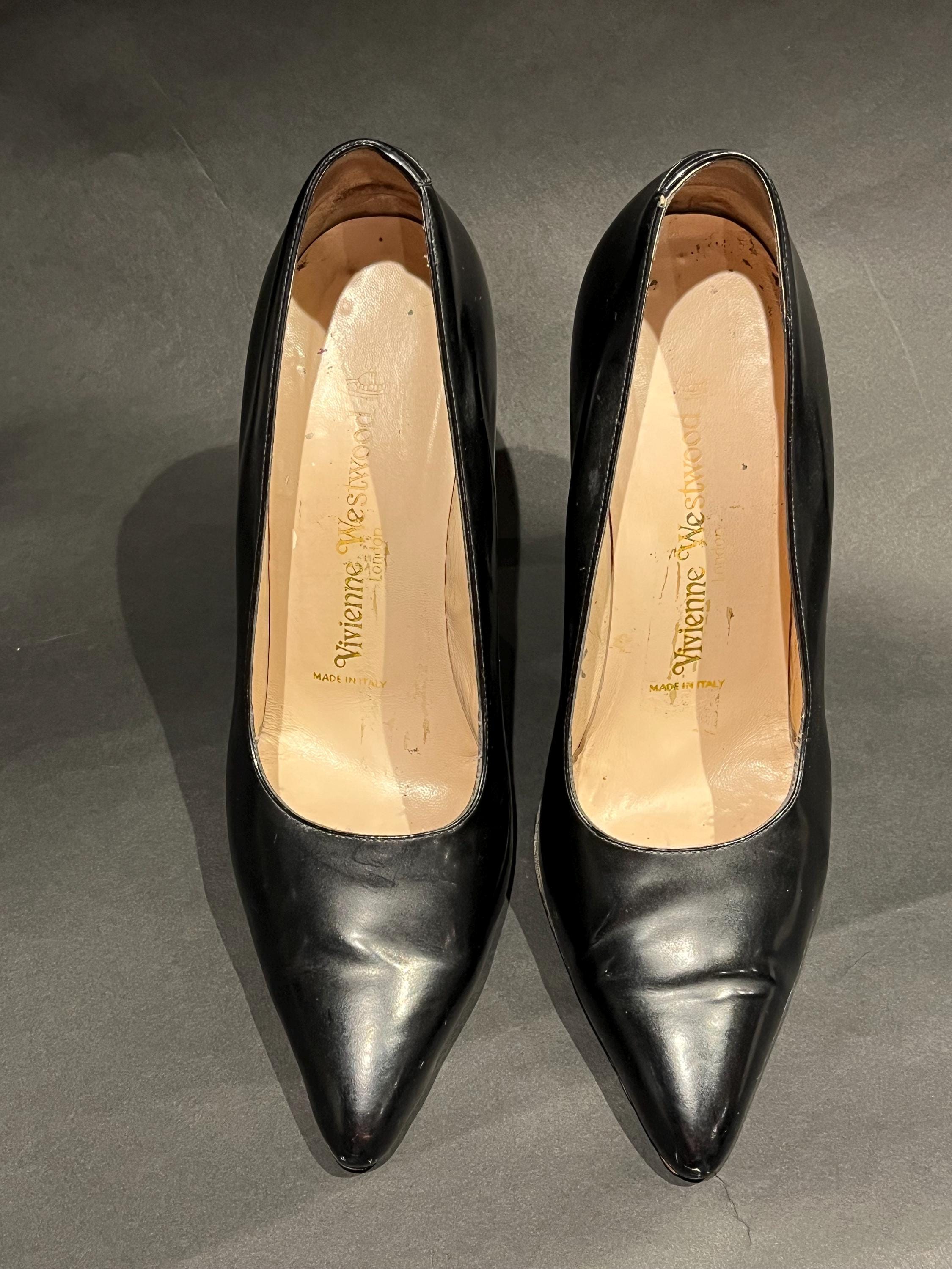 1990s Vivienne Westwood Black Patent Leather Stiletto Heels Shoes
