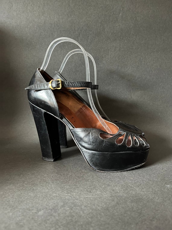 4 inch black platform heels sales