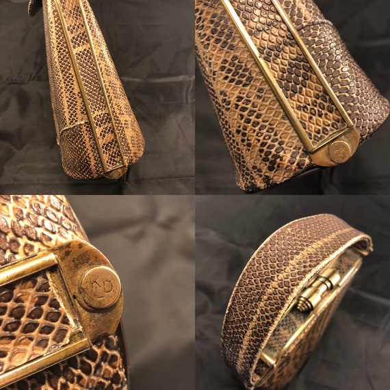 1940s Snakeskin (Possibly Faux) Trapezoid Purse H… - image 10