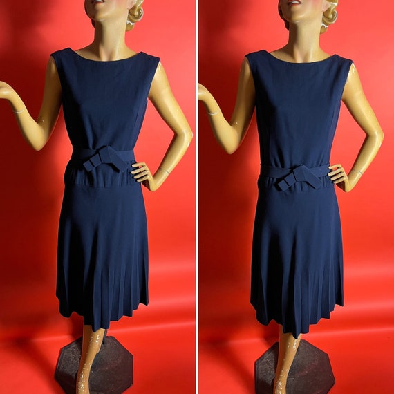 Rare Early 1960s Pierre Cardin Navy Blue Fine Wool Coat and