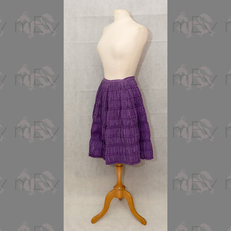 26 inch Waist Unique Vintage Lilac Ruched Underskirt Made Into Skirt Possibly Originally Victorian Or Edwardian Textural Cotton