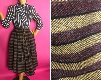 Rare A/W 1990 Vivienne Westwood Portrait Collection Harris Tweed Culottes with Tie Belt, Pockets, Button Fly Front