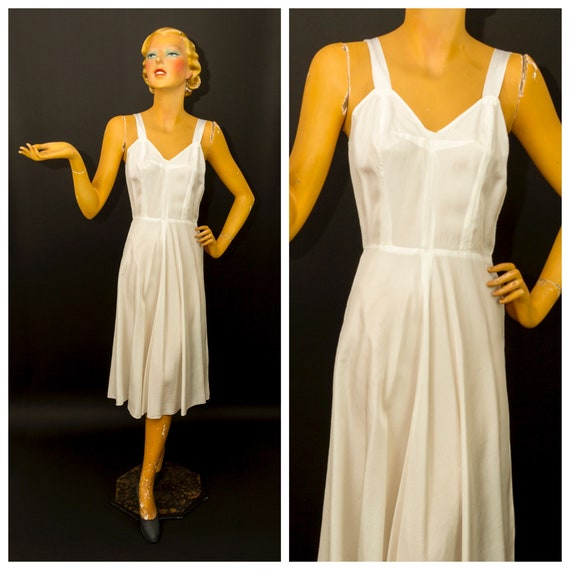 1940s Full Slip, Off White, Acetate Fabric, Side C