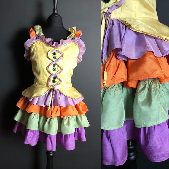 1930s Circus Costume Dress with Sequins and Ruffle