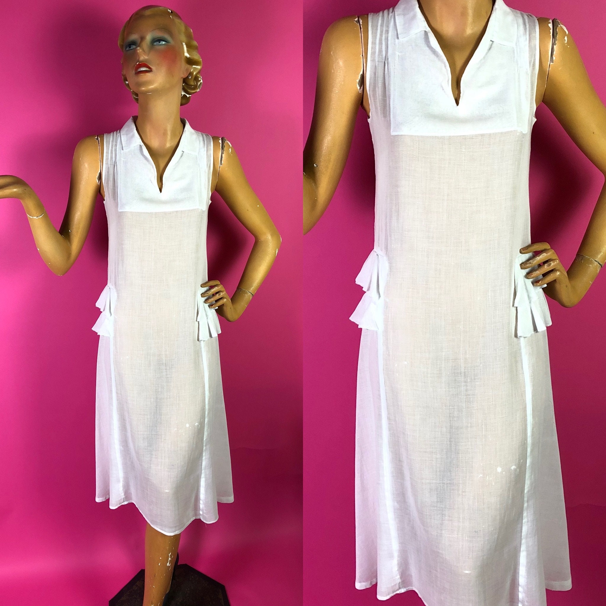 Ethereal 1920s White Lawn Cotton Dress 