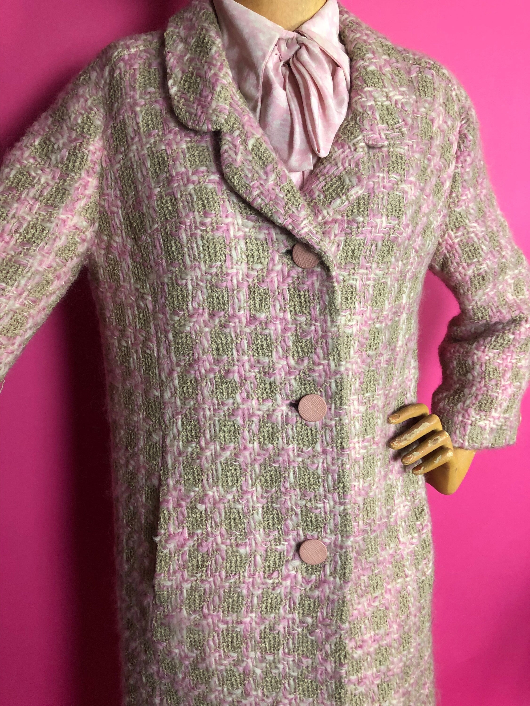 Pink tweed coat clearance