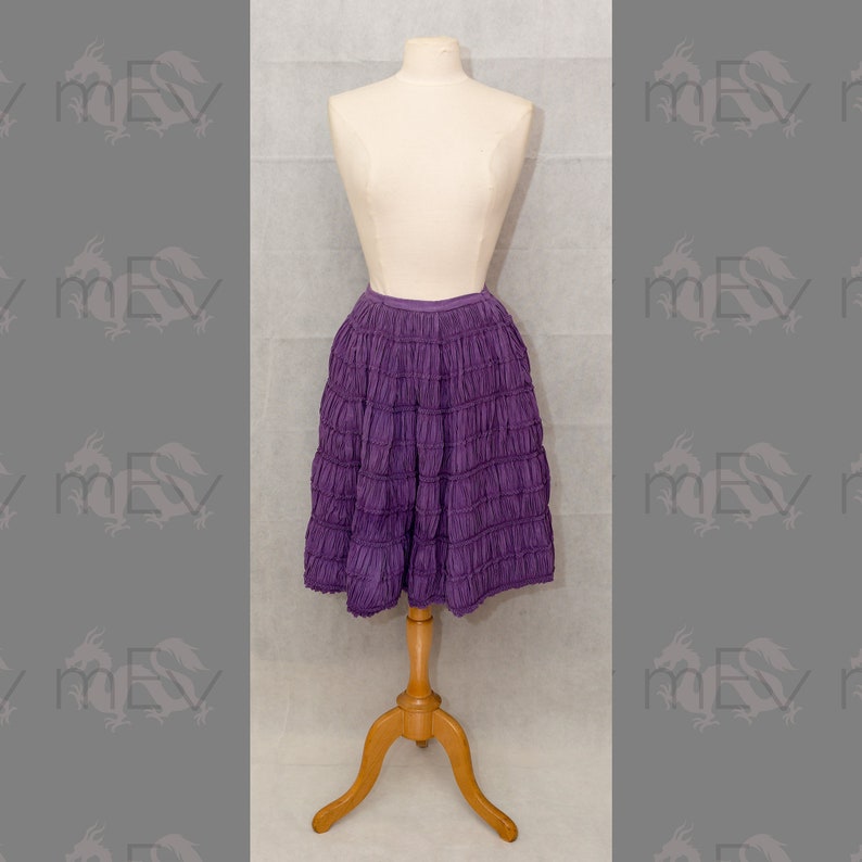 26 inch Waist Unique Vintage Lilac Ruched Underskirt Made Into Skirt Possibly Originally Victorian Or Edwardian Textural Cotton
