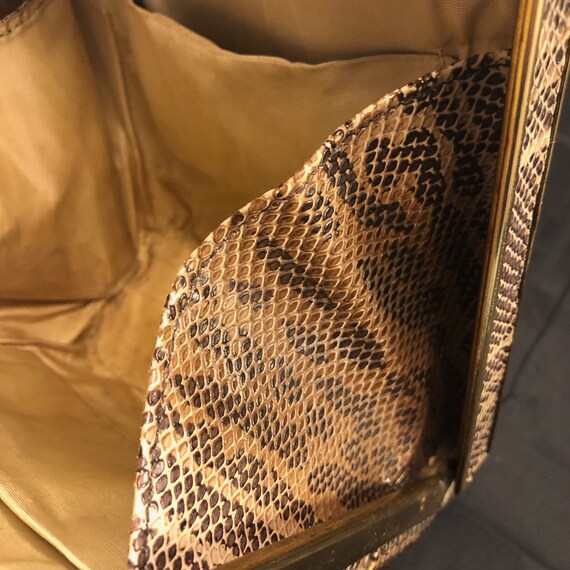 1940s Snakeskin (Possibly Faux) Trapezoid Purse H… - image 9