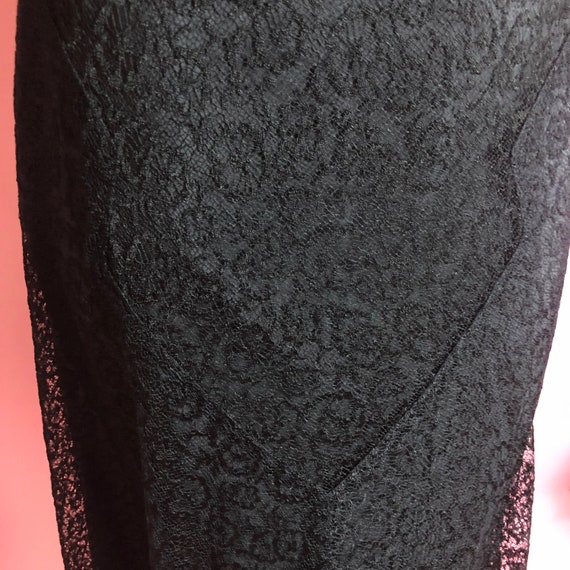 Late 1920s Early 1930s Black Lace Dress, Midi Len… - image 5